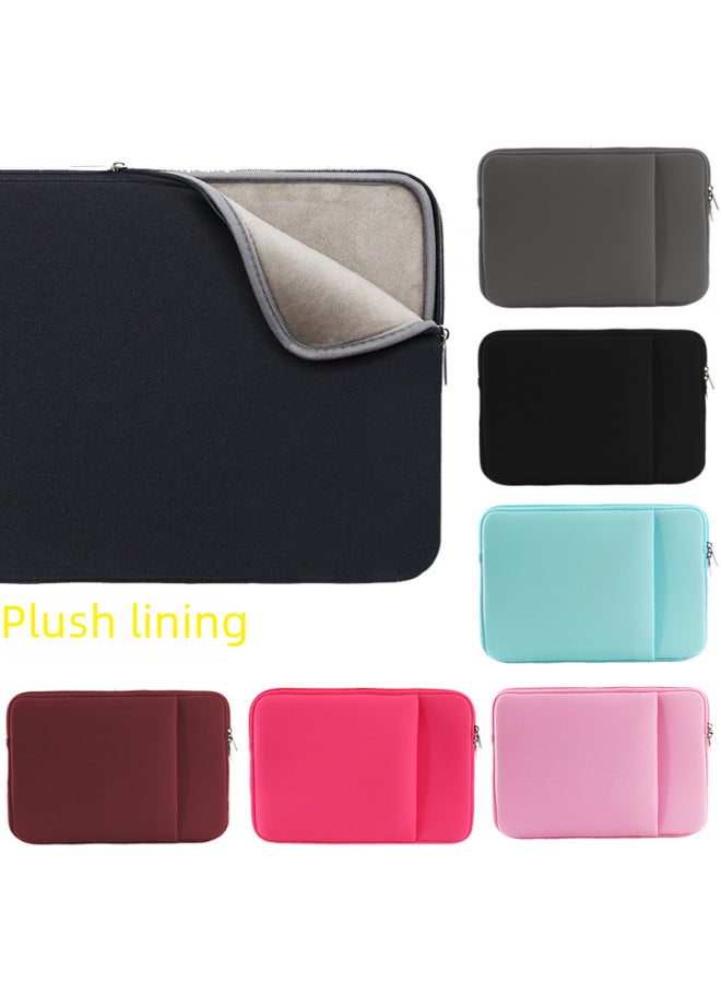 Fleece Lined Laptop Sleeve Protective Case For Macbook Tablet Computer Bag Breathable Wear Resistant Shock Absorption Soft Polyester-Color:black Fleece-lined-Dimensions:15.6 Inch - Image 2